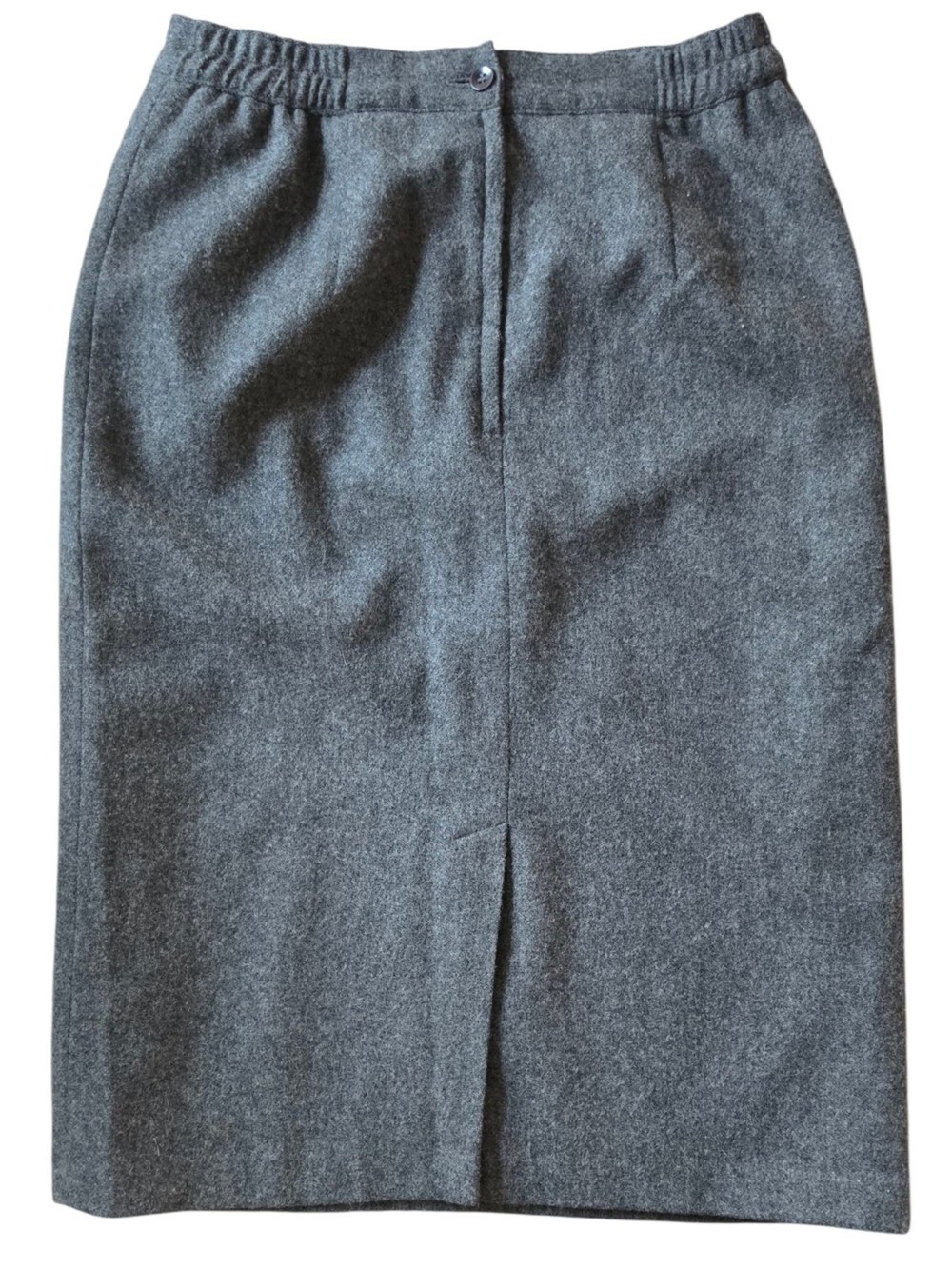 Vintage Parsons Place Gray 100% Wool Pencil Skirt Womens Size 12